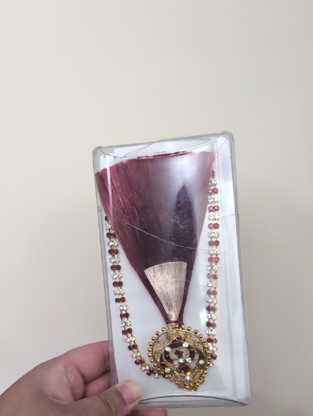 Maroon and Gold Decorative Indian Maang Tikka Hair Accessory